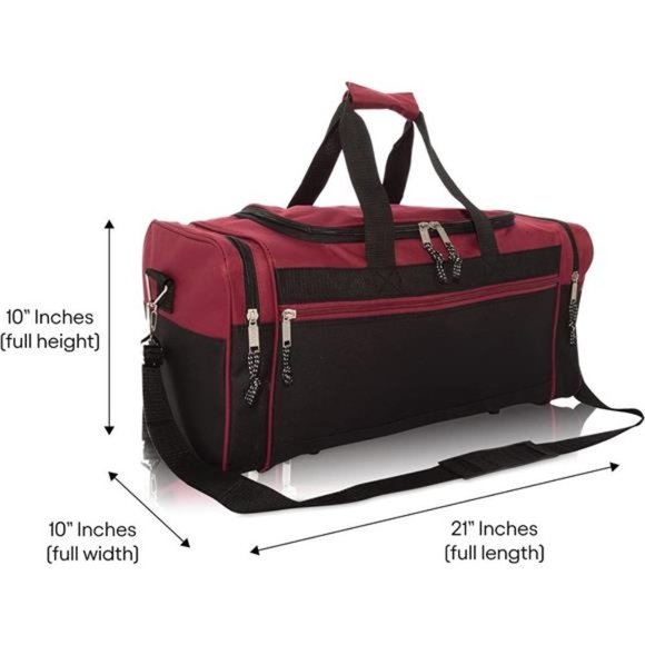 SPORTS Duffle Bag Gym Bag Travel Duffel Adjustable Strap Maroon - Picture 5 of 7